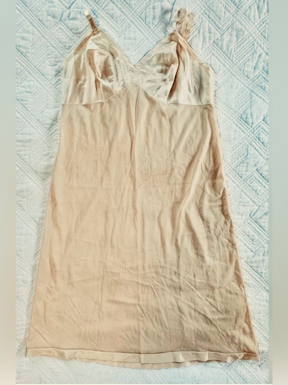 Vanity Fair 1980’s Vintage Satin Slip Dress Made in USA Size 36 Cream Beige